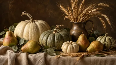 Harvest Table – classical still life Frame TV art