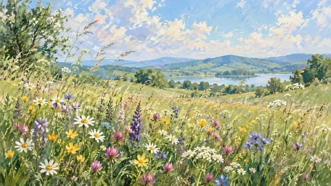 Botanical Frame TV art – Wildflower Meadow, impressionist painting