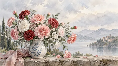 Birth-flower-inspired bouquet of carnations – delicate watercolor keepsake composition Frame TV art