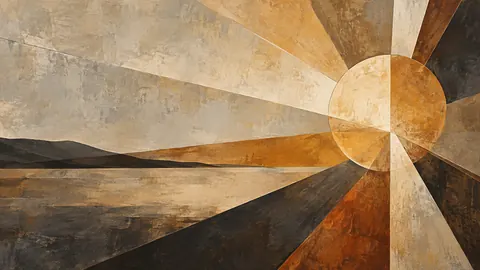 Angular rays spreading across broad negative space – earth-tone textured abstraction Frame TV art