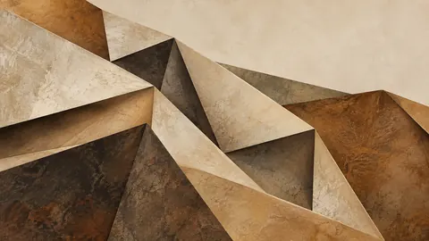 Sculptural folded planes viewed from above – earth-tone textured abstraction Frame TV art
