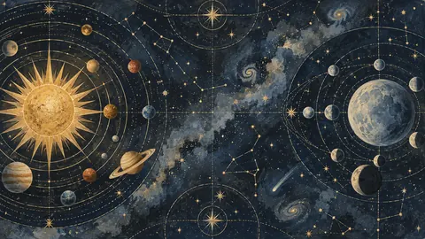 Imaginary celestial map without labels – restrained celestial gouache Frame TV art
