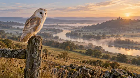 Photography Frame TV art – Barn owl on a weathered fence post, fine-art wildlife photography