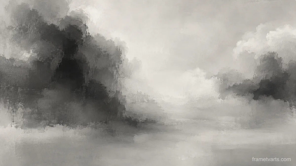 Soft-edged cloudlike color fields – monochrome minimalist abstraction Samsung Frame TV art, 4K