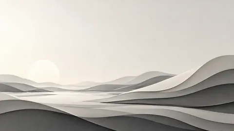 Layered paperlike curves with subtle depth – monochrome minimalist abstraction Frame TV art
