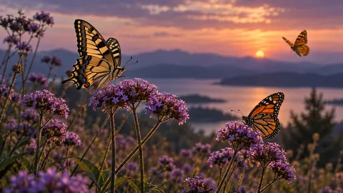 Butterflies around wild verbena – fine-art wildlife photography Frame TV art