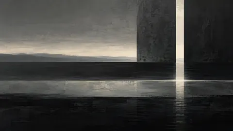 Horizontal bands interrupted by a vertical slit – monochrome minimalist abstraction Frame TV art