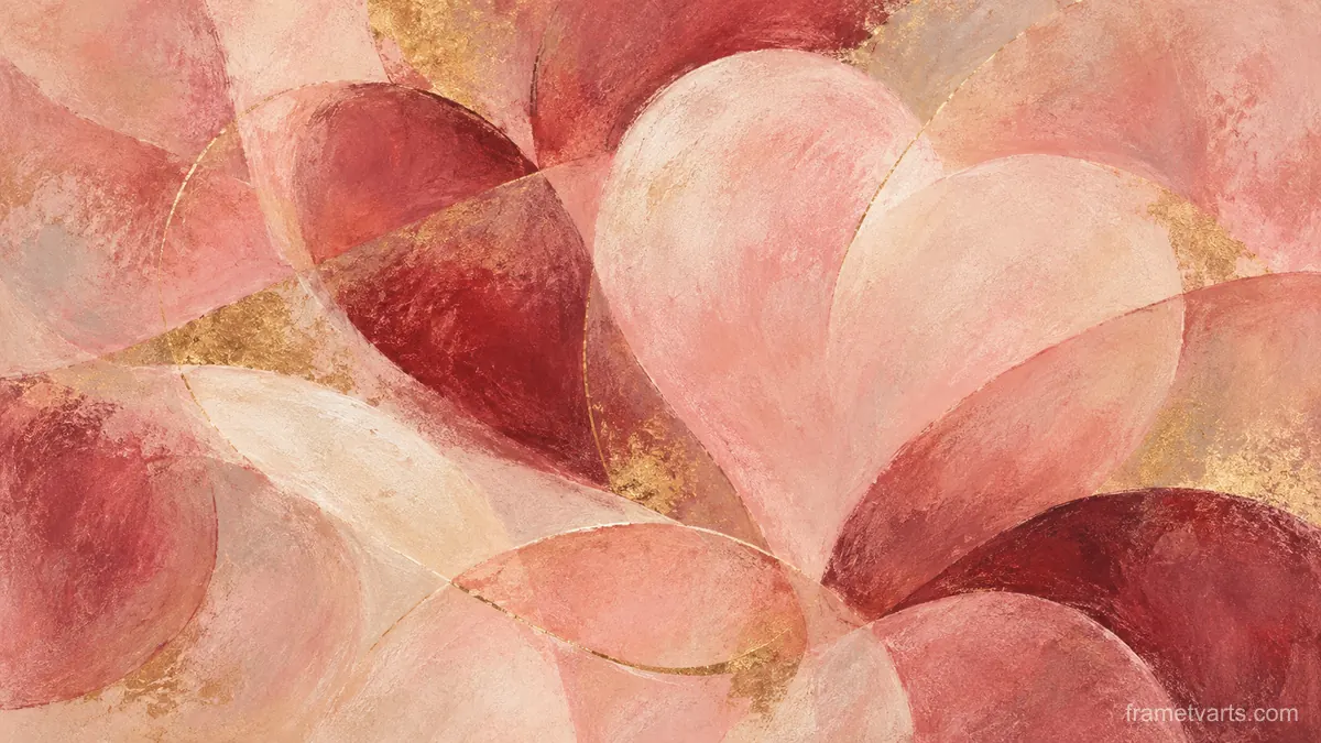 Valentine abstract of overlapping blush shapes – muted pastel organic abstraction Samsung Frame TV art, 4K