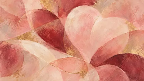 Valentine abstract of overlapping blush shapes – muted pastel organic abstraction Frame TV art