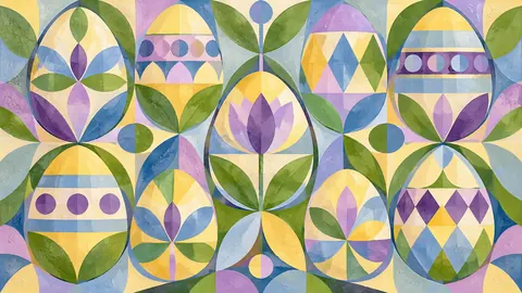 Easter eggs as a flat geometric pattern – jewel-tone geometric modernism Frame TV art