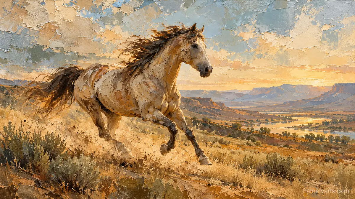 Horse abstraction in earth tones – earth-tone textured abstraction Samsung Frame TV art, 4K