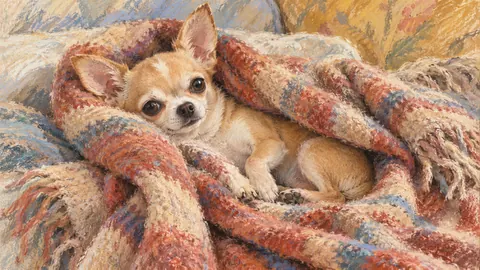 Chihuahua wrapped in a blanket – soft pastel drawing Frame TV art