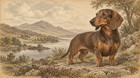 Dachshund portrait in vintage engraving – vintage plate engraving Frame TV art