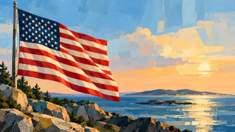 American flag in a minimal flat geometric design – jewel-tone geometric modernism Frame TV art