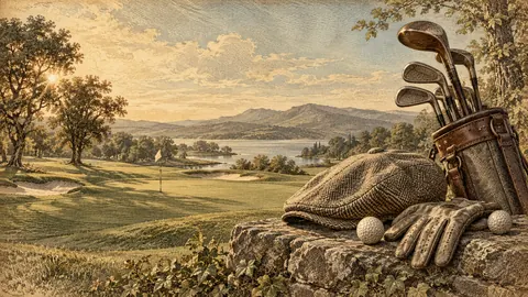Vintage golf still life with a cap and gloves – vintage plate engraving Frame TV art